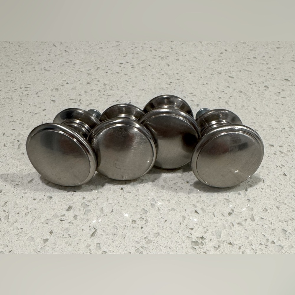 Set of 4 brushed nickel cabinet knobs